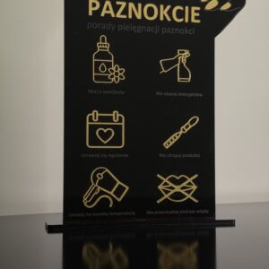 Tablica informacyjna akrylowa – Porady pielęgnacji paznokci