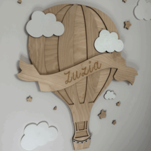 🎈☁️ Drewniany Balon z Koszykiem i Personalizacją ☁️🎈