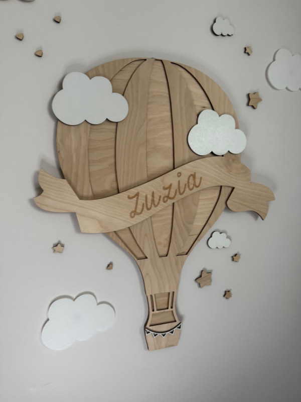 🎈☁️ Drewniany Balon z Koszykiem i Personalizacją ☁️🎈